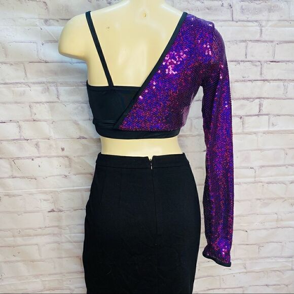 Balera Sequin one arms Dance crop Tops MA - Picture 5 of 7